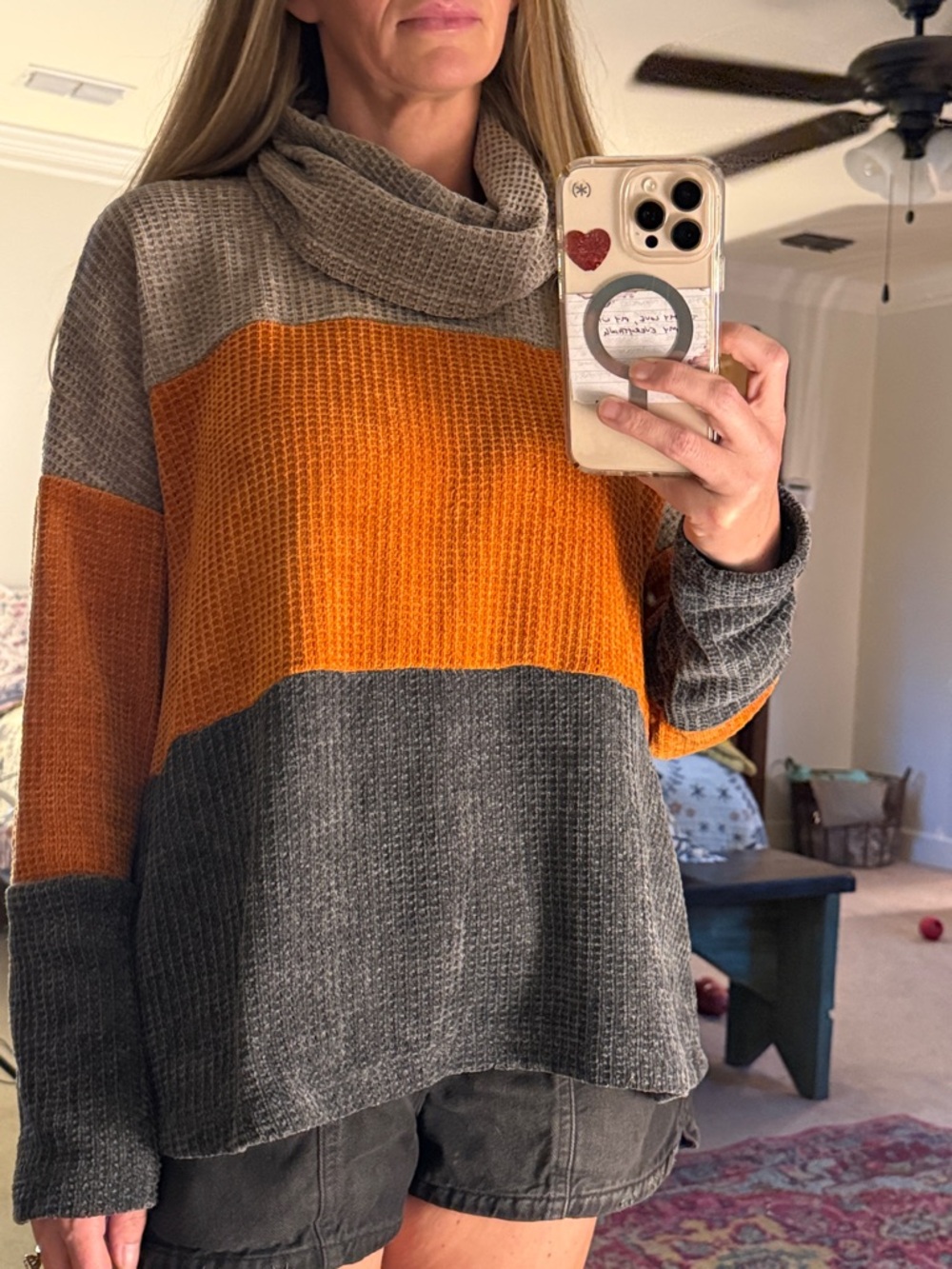 Ces Femme waffle Knit Oversized Sweater Top Size S